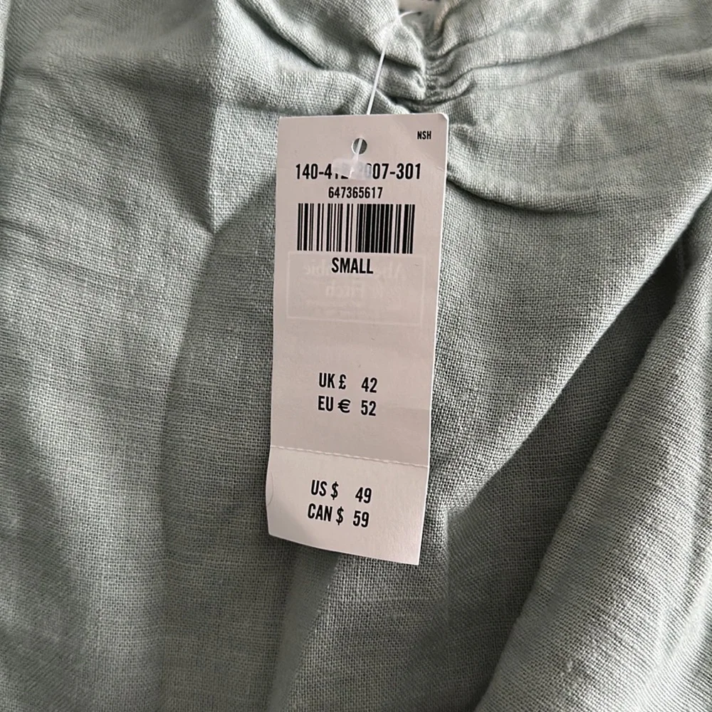Nwt Short-Sleeve Cinched Linen-Blend Top - Picture 2 of 7